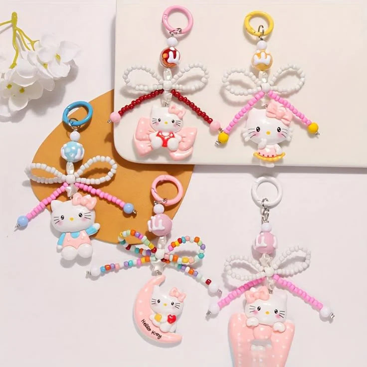 Hello Kitty-inspired beaded keychains