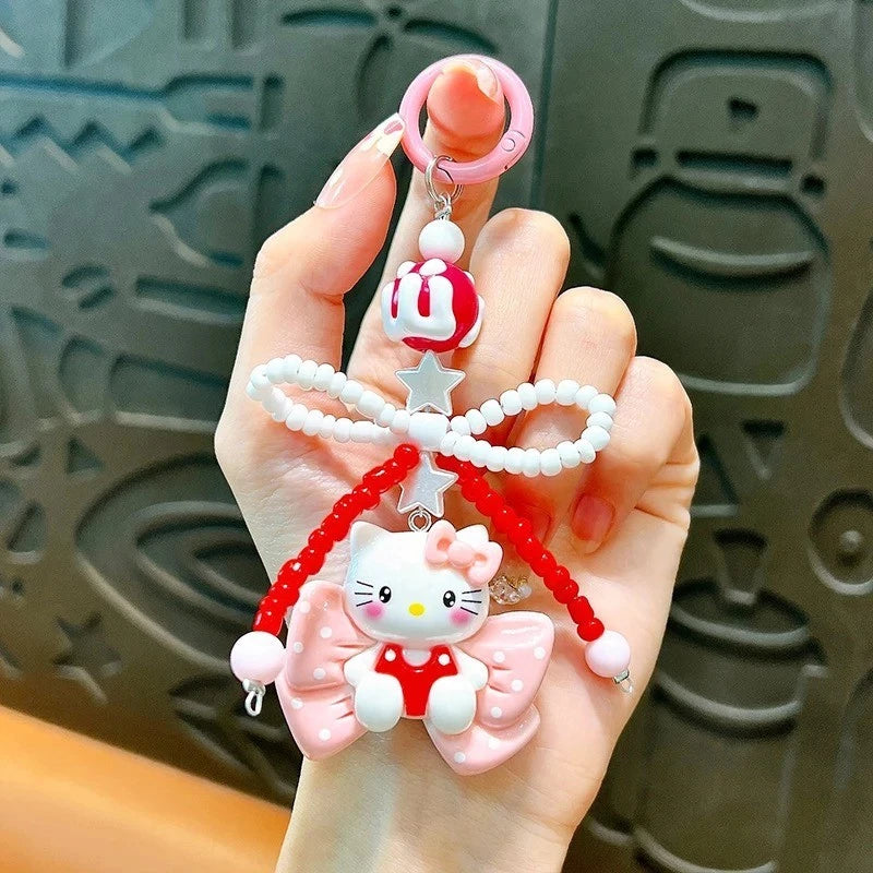 Hello Kitty-inspired beaded keychains