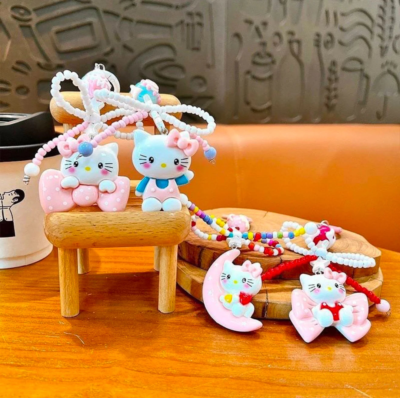 Hello Kitty-inspired beaded keychains