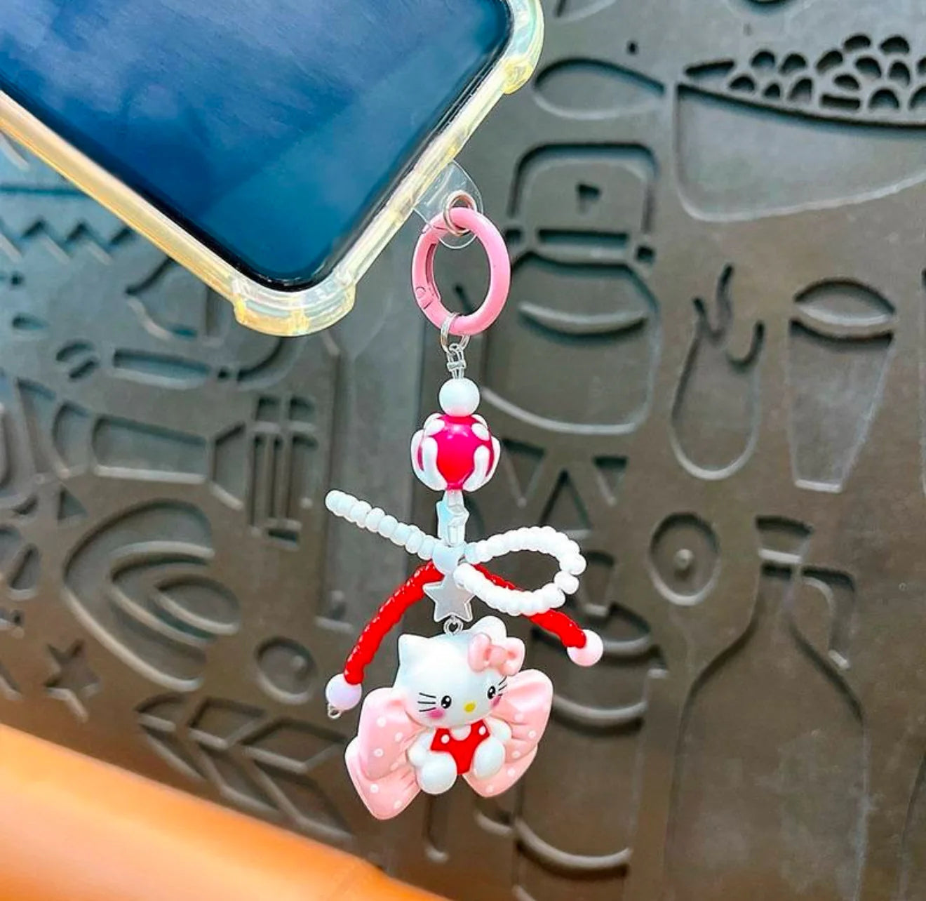 Hello Kitty-inspired beaded keychains