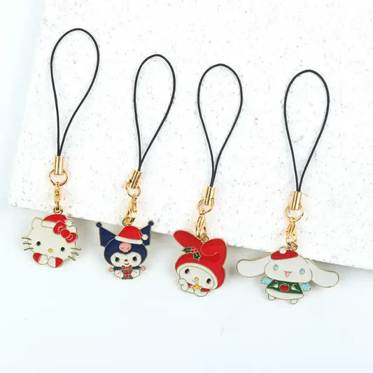 Sanrio Christmas-themed mini metal phone charms