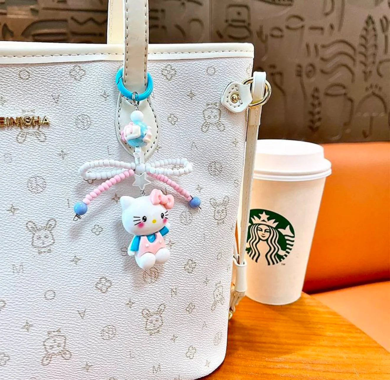 Hello Kitty-inspired beaded keychains