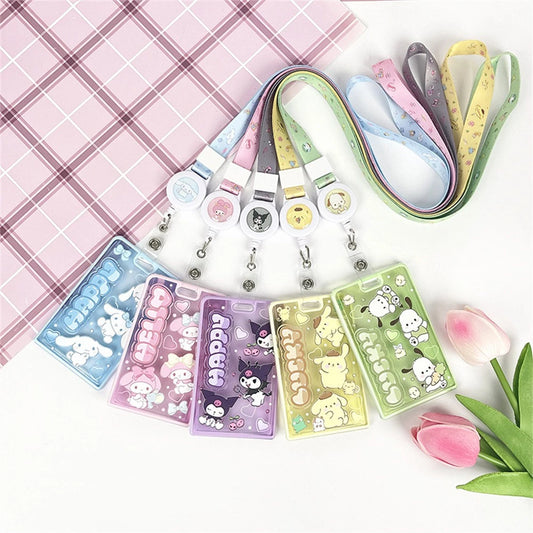 Sanrio-themed ID card holders/lanyard sets