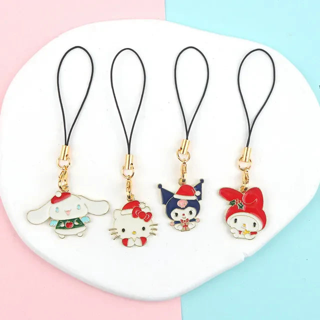 Sanrio Christmas-themed mini metal phone charms